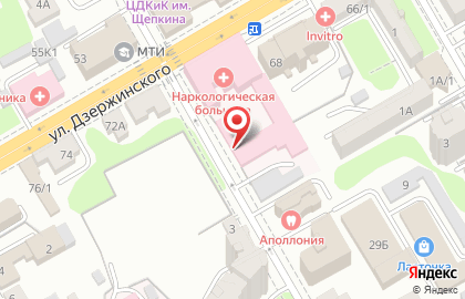 Больница Областная наркологическая больница на Дружининской улице на карте