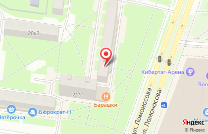 Магазин свежей выпечки на улице Ломоносова на карте