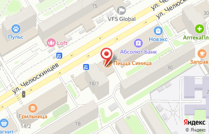 Кафе Пицца Синица на Площади Гарина-Михайловского на карте