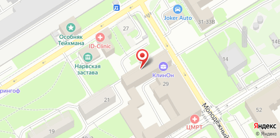 Диагностический центр ЦМРТ Нарвский на улице Ивана Черных на карте