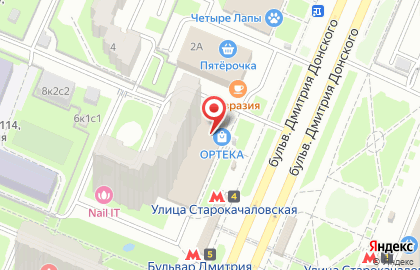 Сеть магазинов головных уборов на бульваре Дмитрия Донского на карте