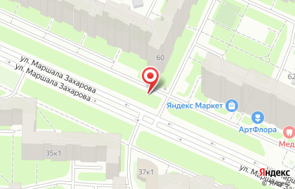 Киоск по продаже печатной продукции, Красносельский район на улице Маршала Захарова на карте