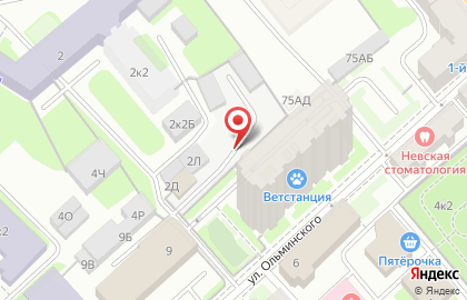 Автостоянка сто Универсал + на улице Ольминского на карте