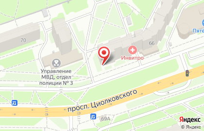 Медицинская компания Инвитро на проспекте Циолковского в Дзержинске на карте