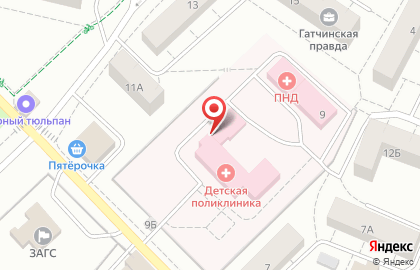 Поликлиника Гатчинская центральная районная клиническая больница на улице Хохлова, 9 на карте