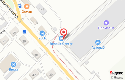 Специализированный сервисный центр по ремонту и обслуживанию автомобилей и продаже автозапчастей Renault Center на улице Кошурникова на карте