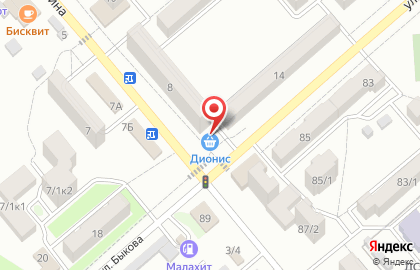 Магазин Дионис на улице Быкова на карте