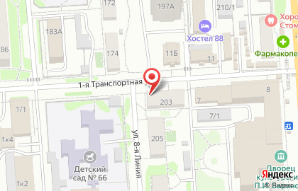 Магазин хозяйственных товаров на 1-ой Транспортной улице на карте