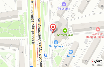 Книжно-канцелярский магазин Городской бестселлер на улице Александра Матросова на карте