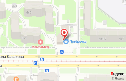 Кафе Шашлычная на улице Маршала Казакова на карте