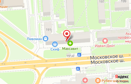Аптека Озерки у дома на Московском шоссе на карте