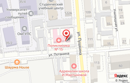 Городская поликлиника №15 на улице Пушкина на карте