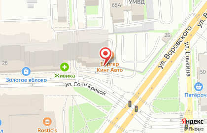Ресторан быстрого питания Бургер Кинг на улице Сони Кривой на карте