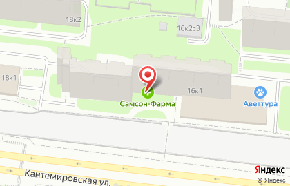 Аптека Самсон-Фарма на Кантемировской улице на карте
