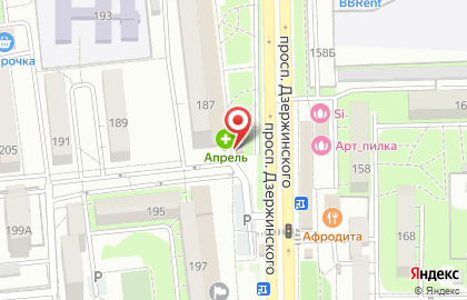 Продовольственный магазин Березка на проспекте Дзержинского на карте