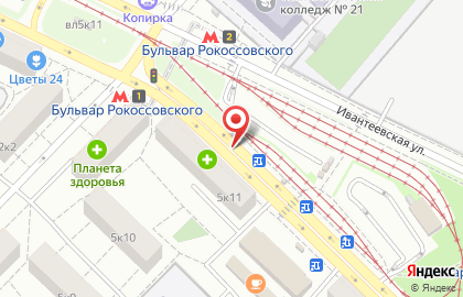 Карандаш на Бульваре Рокоссовского на карте