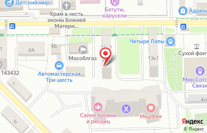 Киоск по продаже фруктов и овощей, пос. Нахабино на Институтской улице на карте