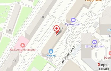 Магазин зоотоваров Питомец на улице Жуковского на карте