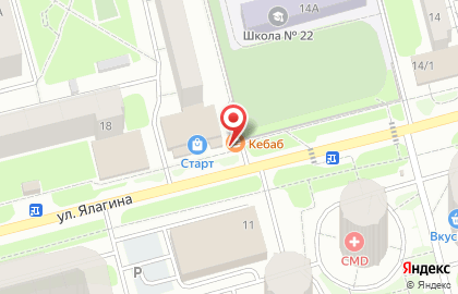 Точка быстрого питания Kебаб на улице Ялагина на карте