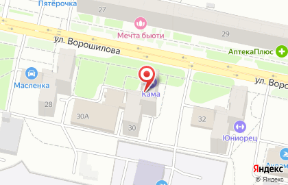 Парикмахерская Ombre на улице Ворошилова на карте