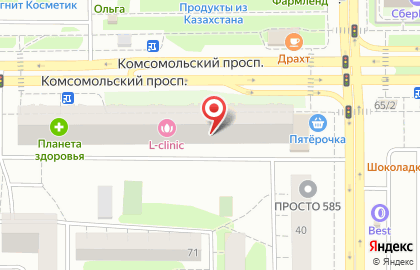 Агентство Coral travel на Комсомольском проспекте на карте