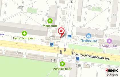 Киоск по продаже хлебобулочных изделий на Южно-Моравской улице на карте