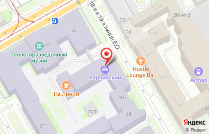 Гостиничный комплекс ВСЕГЕИ им. А.П. Карпинского в Василеостровском районе на карте
