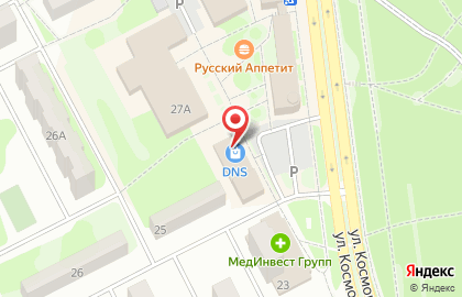 Супермаркет Пятёрочка на улице Космонавтов на карте