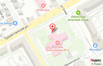 Детская городская клиническая больница №4 на Туркестанской улице на карте