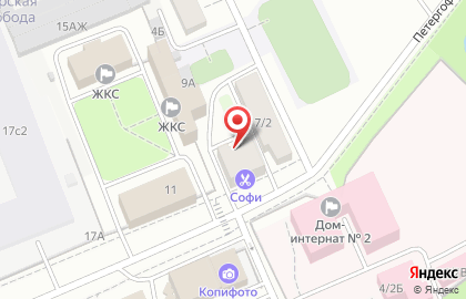 Софи на Петергофской улице на карте