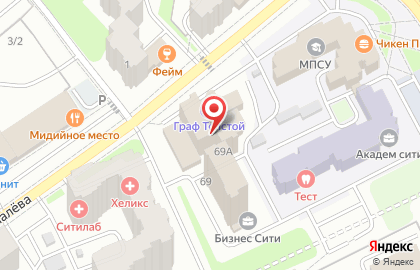 Строящееся административное здание по ул. Дуки, 65Б на карте