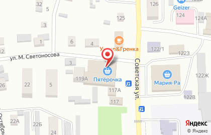 Супермаркет Пятерочка на Советской улице на карте