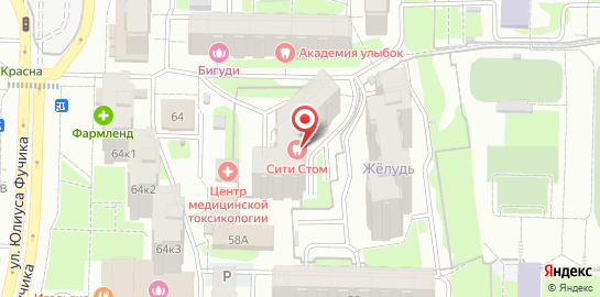 Стоматологическая клиника Сити Стом на улице Юлиуса Фучика на карте