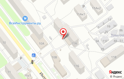 Универсам Пятёрочка на Интернациональной улице, 11а на карте