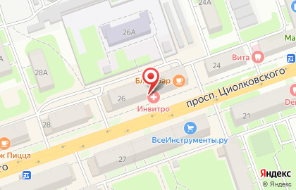 Магазин тканей и швейных принадлежностей Швейград на проспекте Циолковского на карте