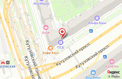 Банкомат ПСБ на метро Кутузовская на карте