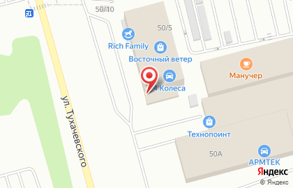 Торгово-сервисная компания 4 Колеса на улице Тухачевского на карте