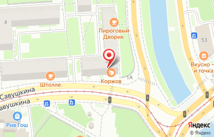 Пекарня-кондитерская Коржов в Приморском районе на карте