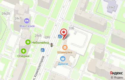 Лавка овощей и фруктов на улице Композиторов на карте