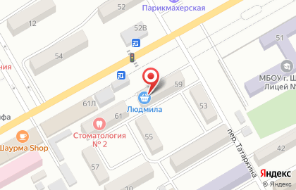 Продовольственный магазин Людмила на проспекте Ленинского Комсомола на карте