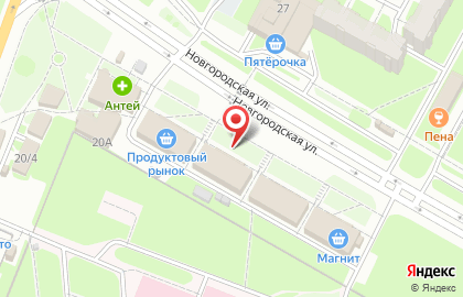 Магазин Мясной дворик на Новгородской улице на карте