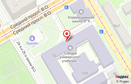Санкт-Петербургский горный университет в Василеостровском районе на карте