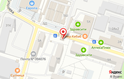 Киоск по продаже цветов в Левобережном районе на карте