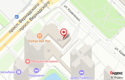 Шиномонтажная мастерская на проспекте Вернадского на карте