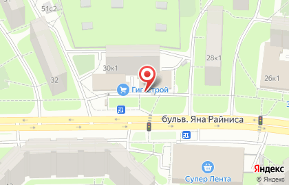 Универсам Fix Price на бульваре Яна Райниса на карте