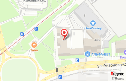 Преобразование на улице Антонова-Овсеенко на карте