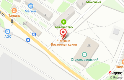 Киоск фастфудной продукции на Стеклозаводском шоссе на карте