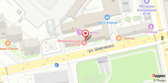 Екатеринбургский Медицинский Центр на улице Шевченко на карте