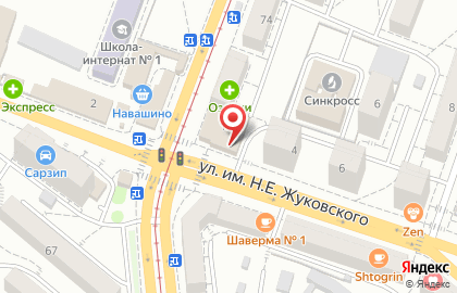 Микрофинансовая компания Срочноденьги на улице Жуковского на карте