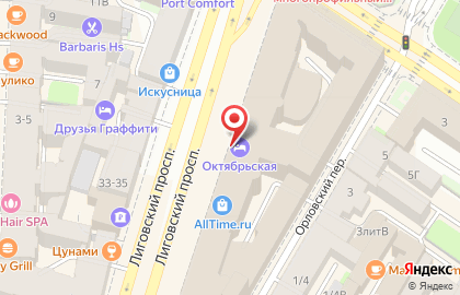 Гостиница Октябрьская в Санкт-Петербурге на карте